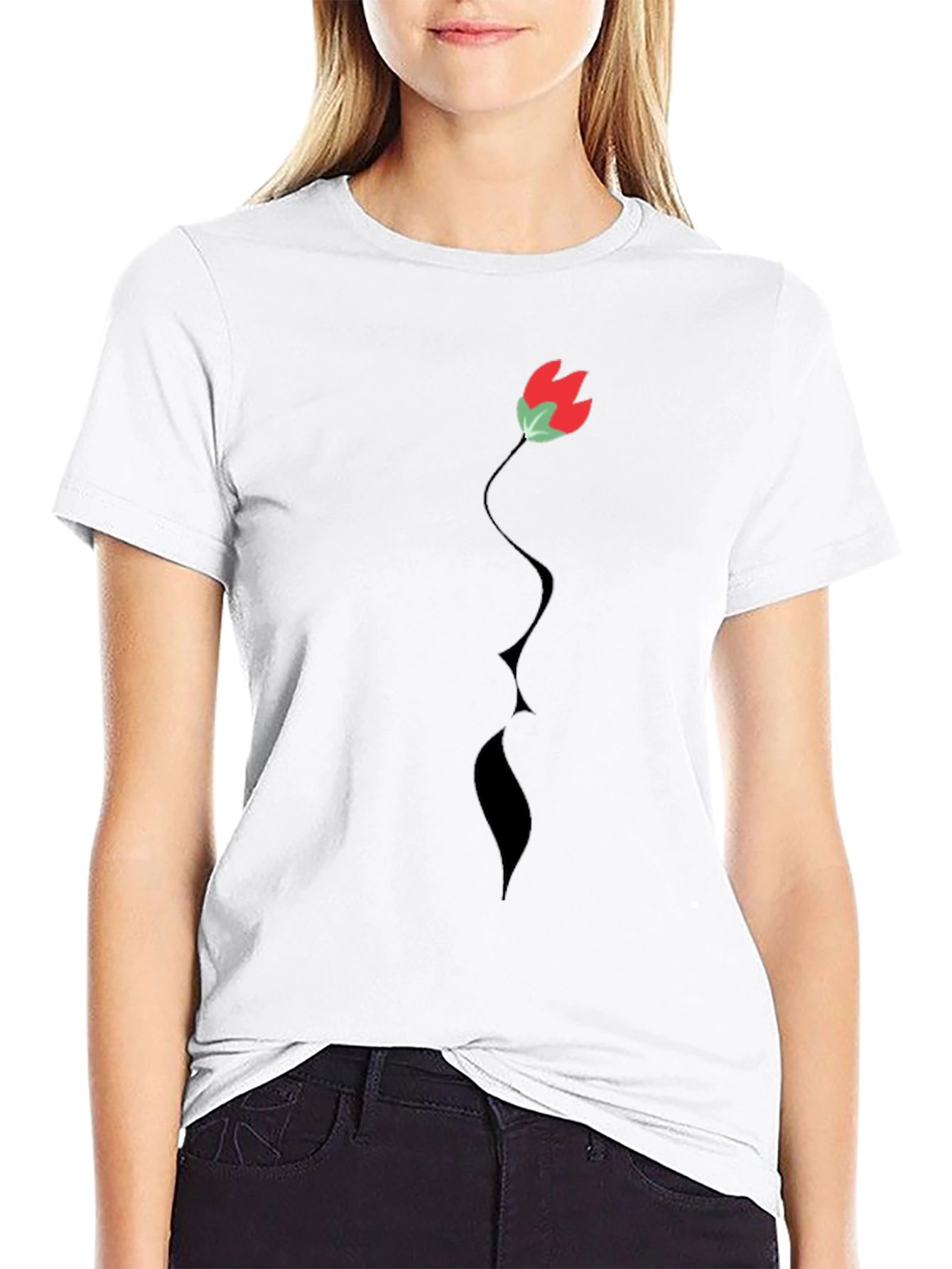 Floral Silhouette Tee - Modern Black T-Shirt