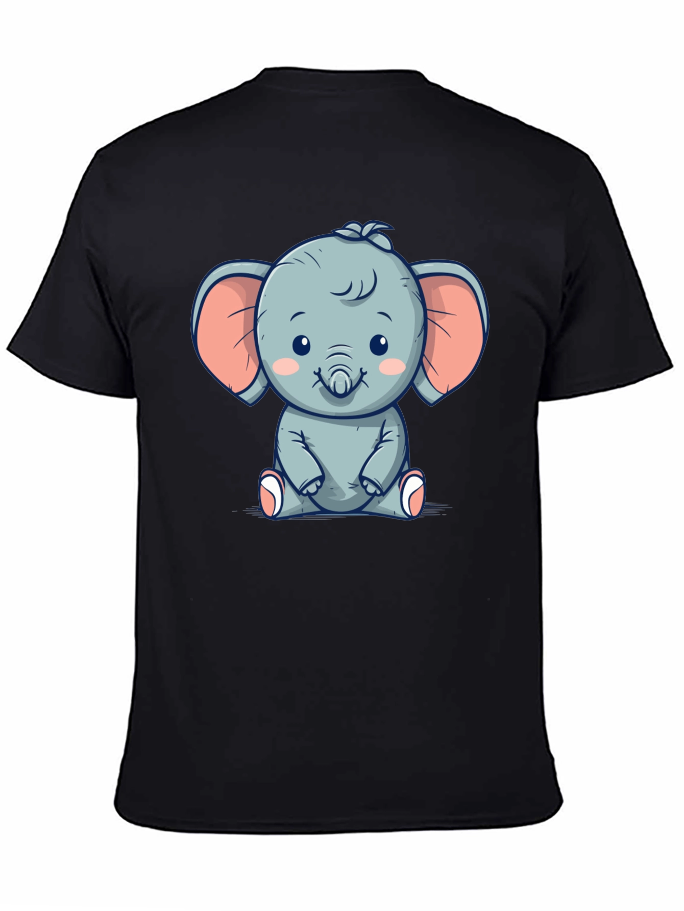Cute Elephant Graphic Black T-Shirt