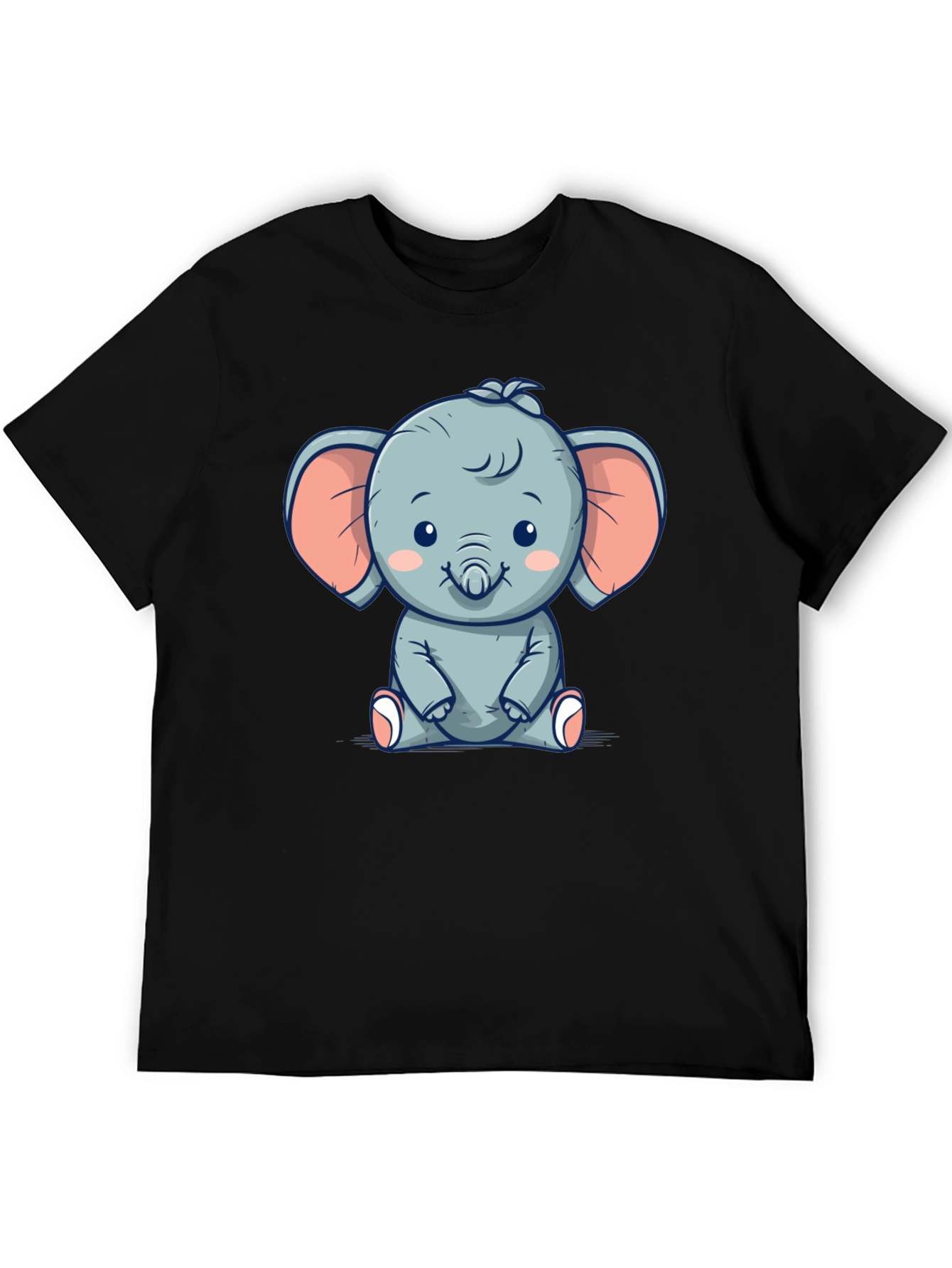Cute Elephant Graphic Black T-Shirt