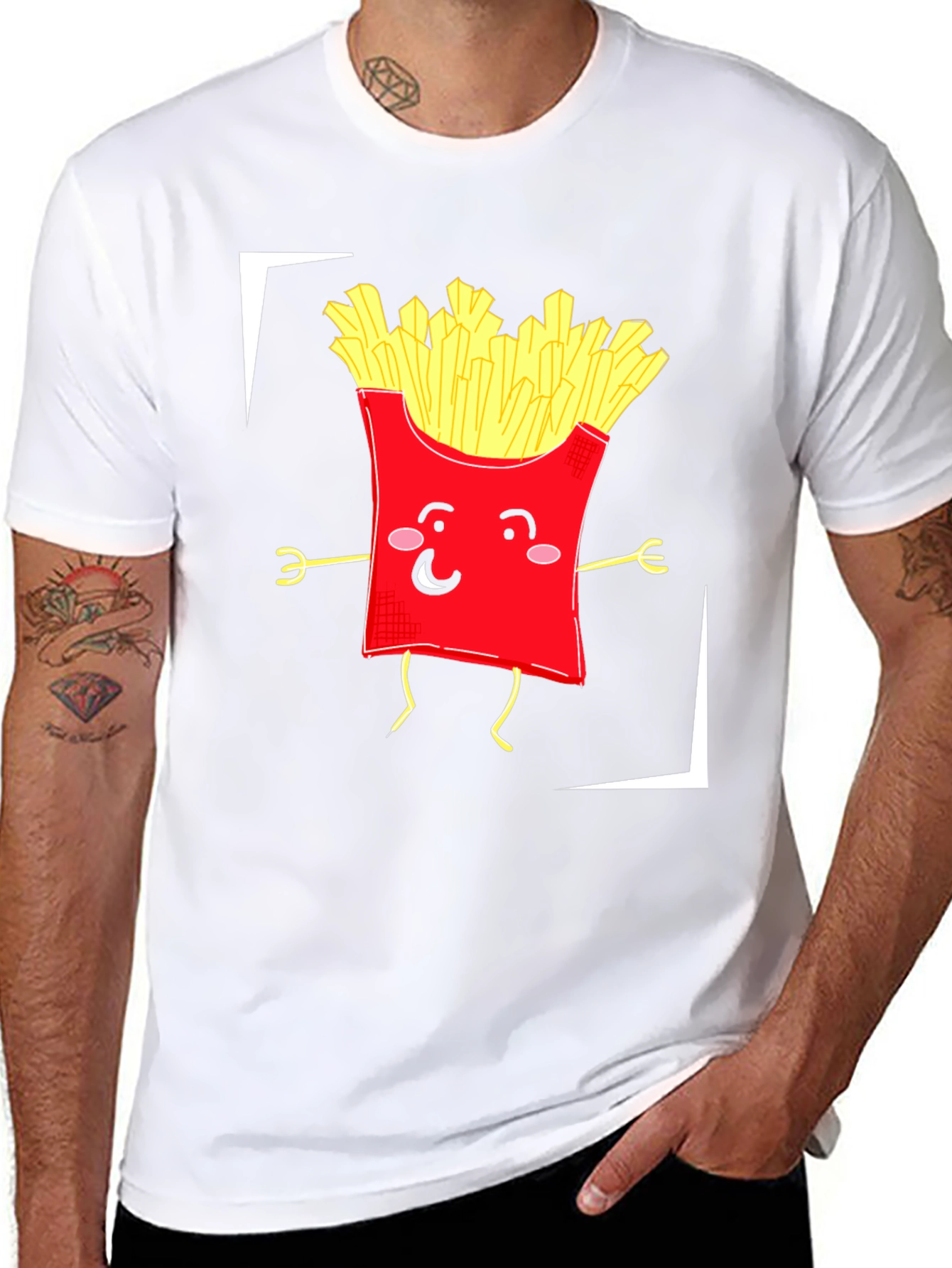 Funny Fries Graphic T-Shirt - Black Cotton Tee