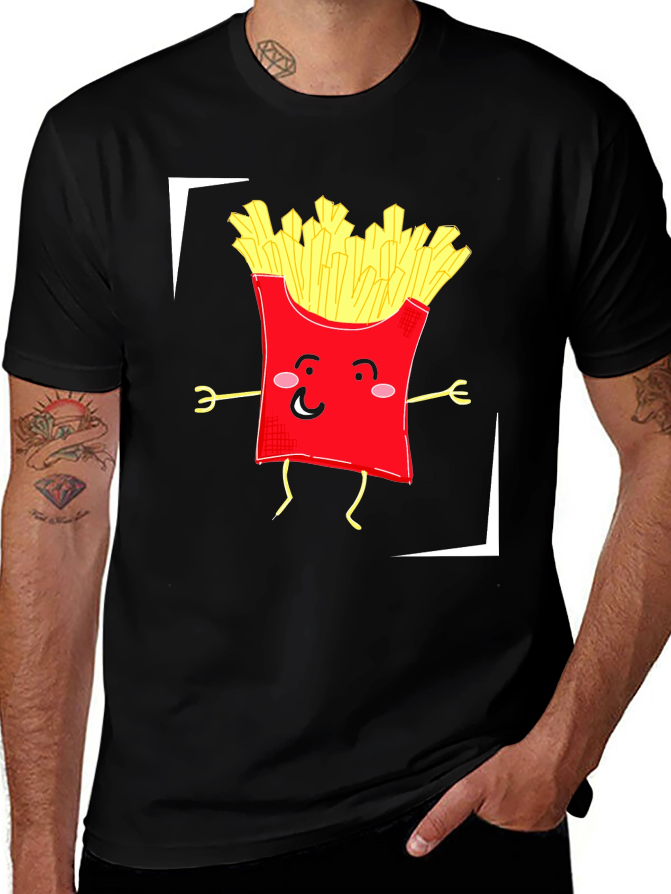 Funny Fries Graphic T-Shirt - Black Cotton Tee