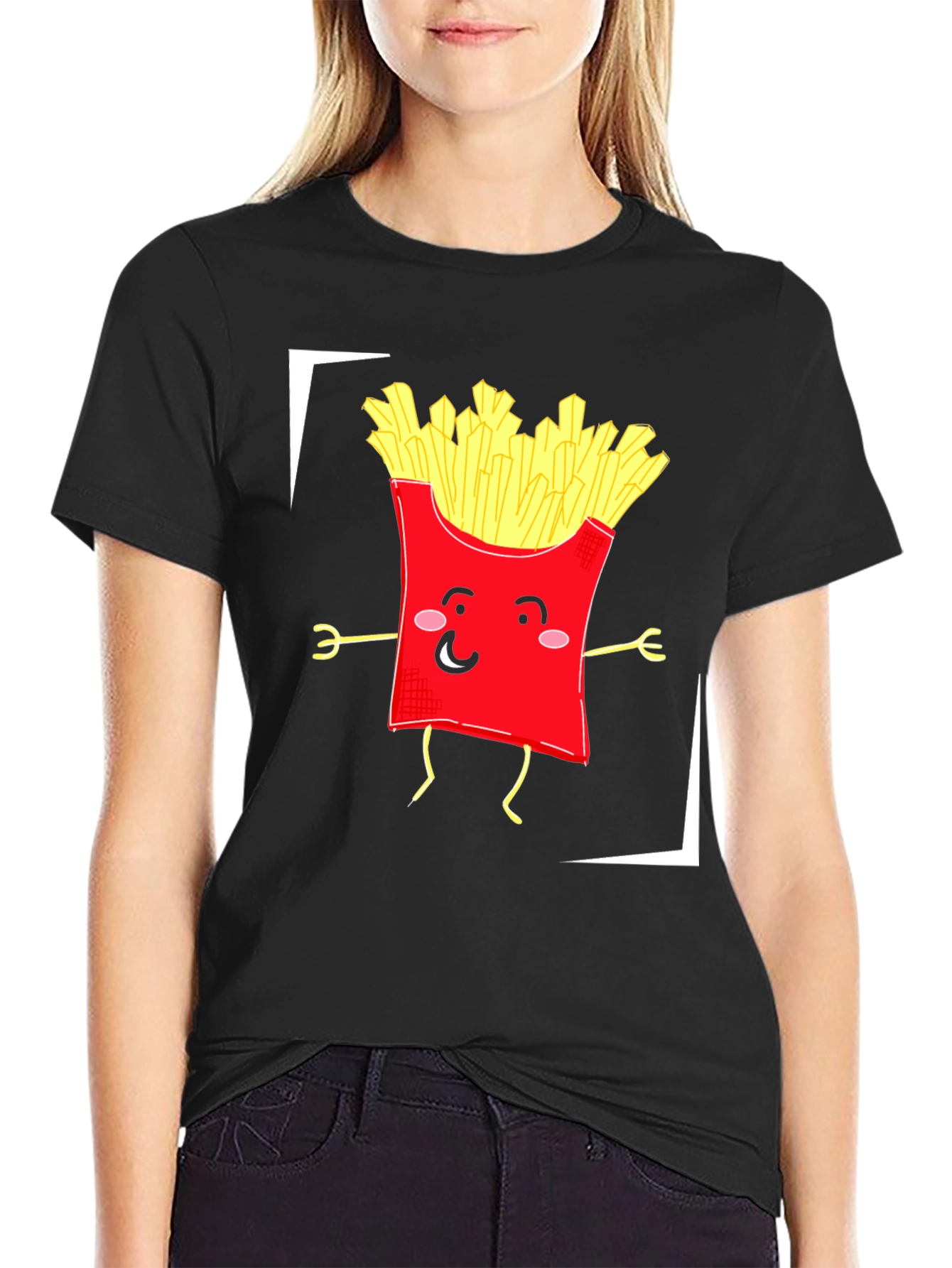 Funny Fries Graphic T-Shirt - Black Cotton Tee