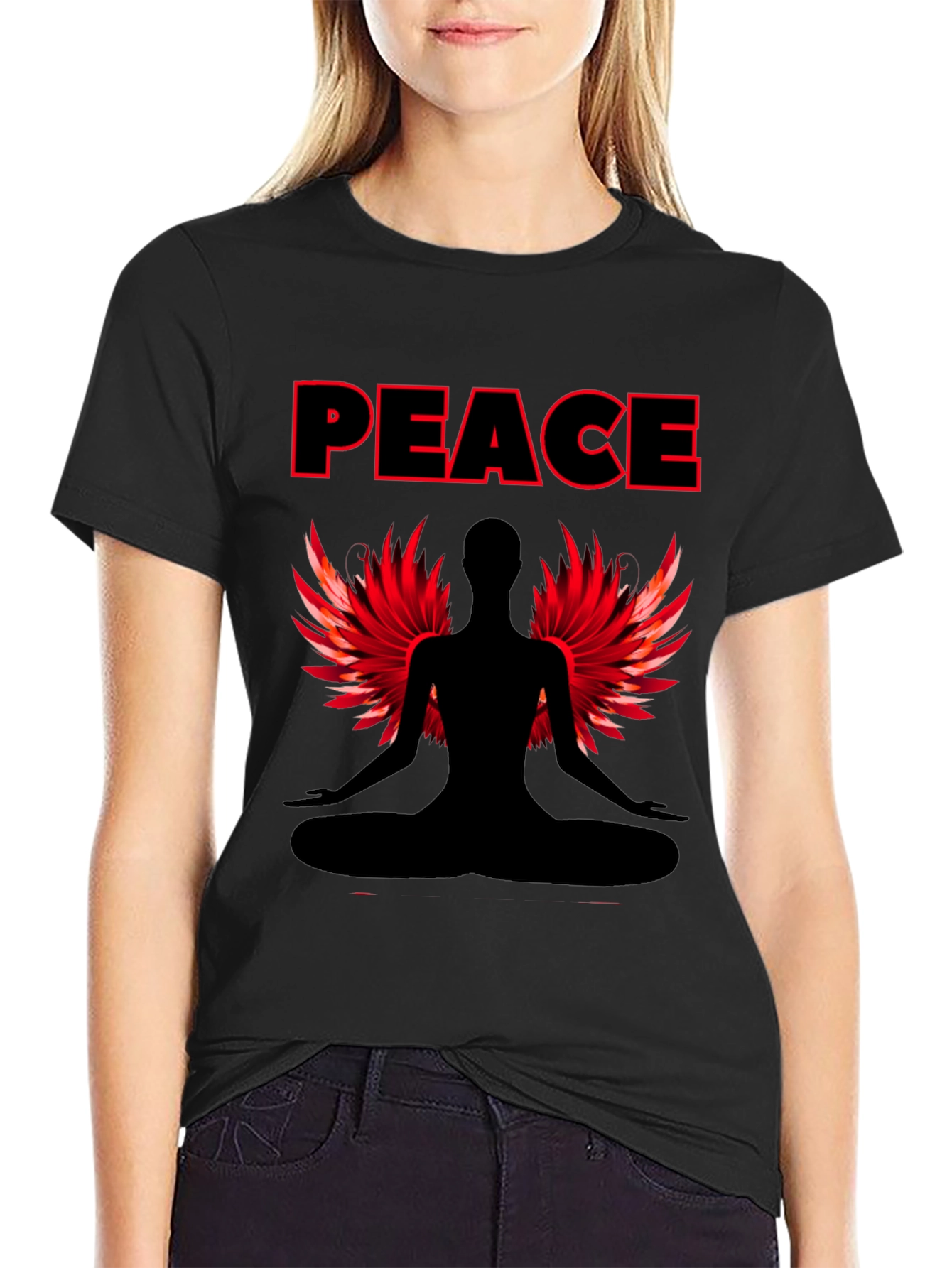 Peaceful Meditation T-Shirt with Winged Figure