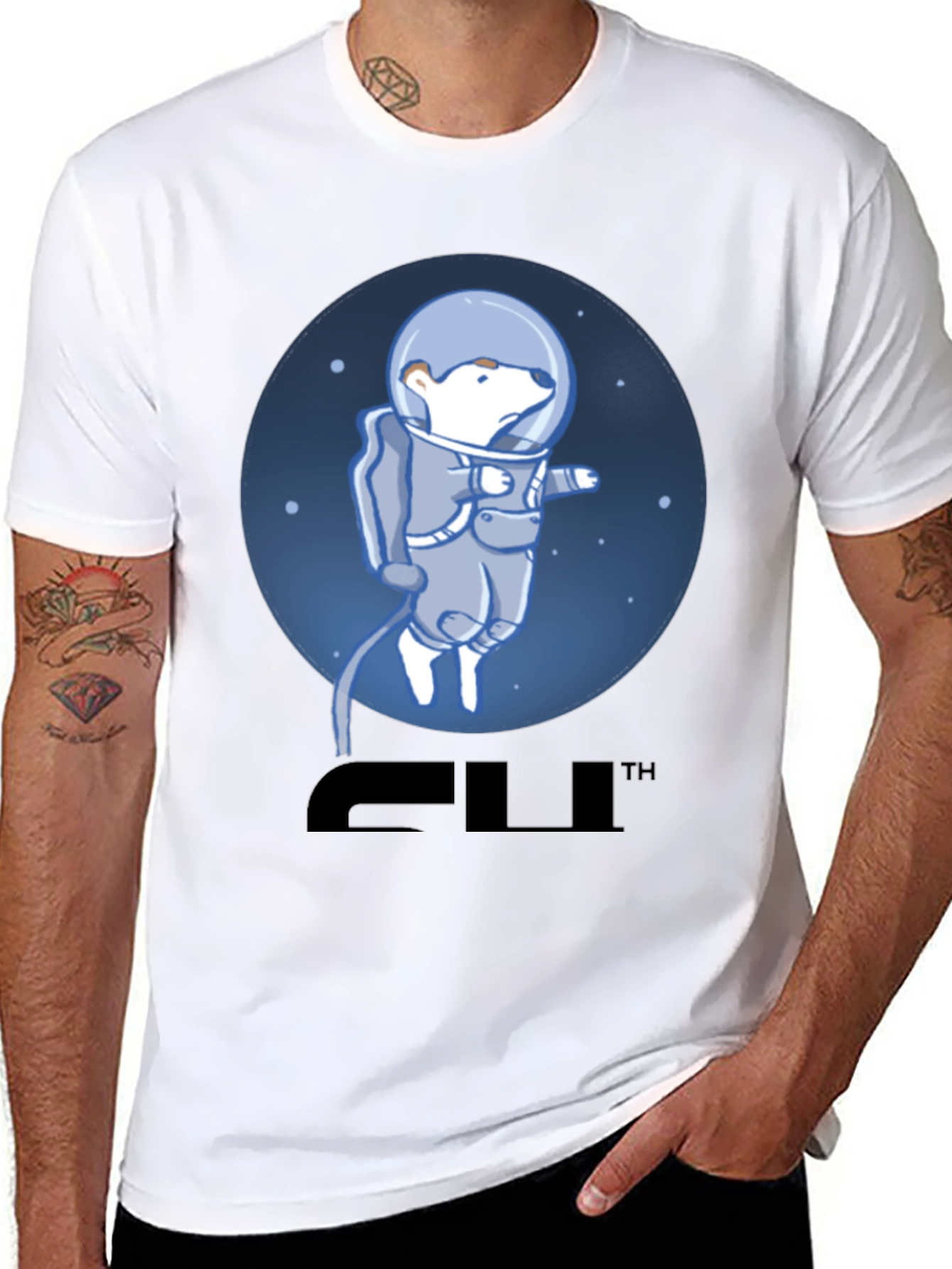 Bear Astronaut Graphic T-Shirt