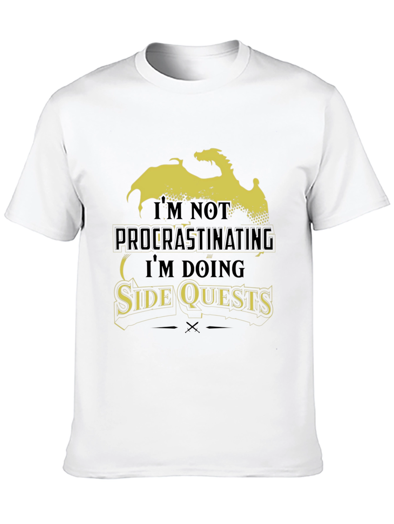 Side Quests Black Graphic Tee - Dragon Design
