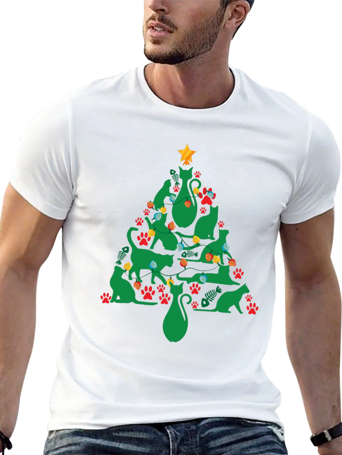 Festive Cat Christmas Tree T-Shirt