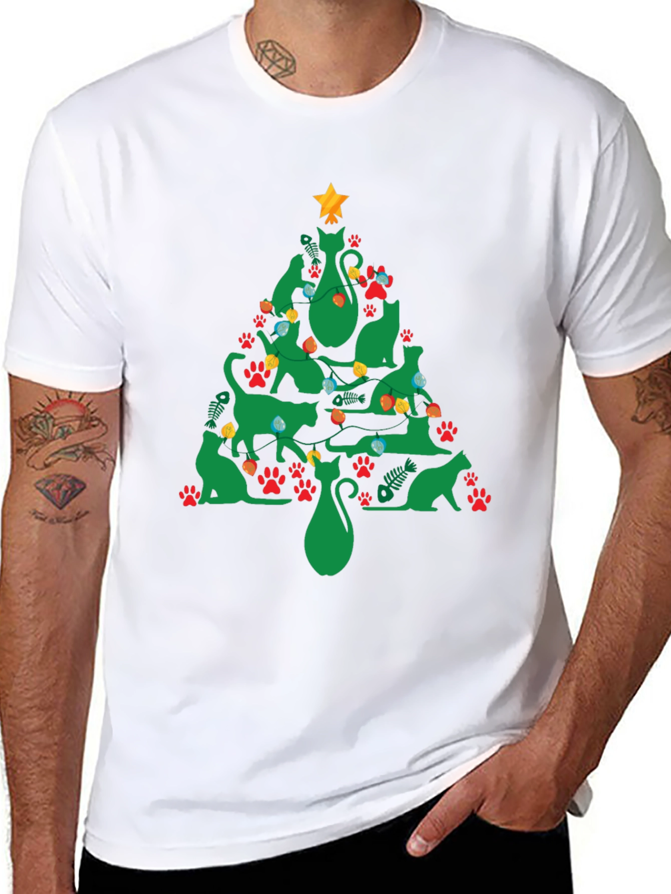 Festive Cat Christmas Tree T-Shirt