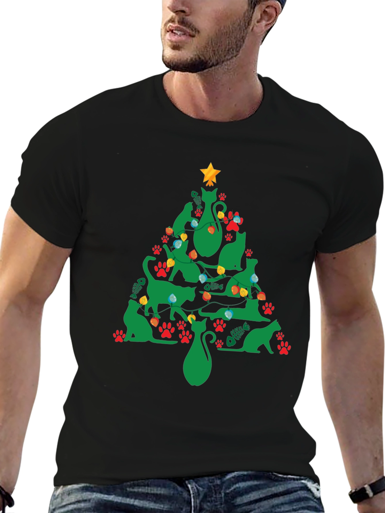 Festive Cat Christmas Tree T-Shirt