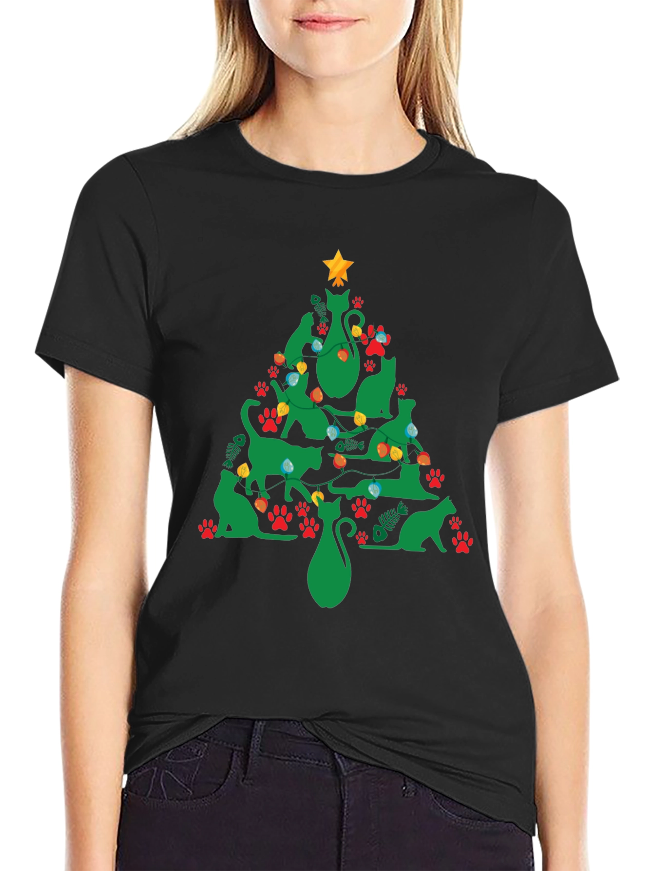 Festive Cat Christmas Tree T-Shirt