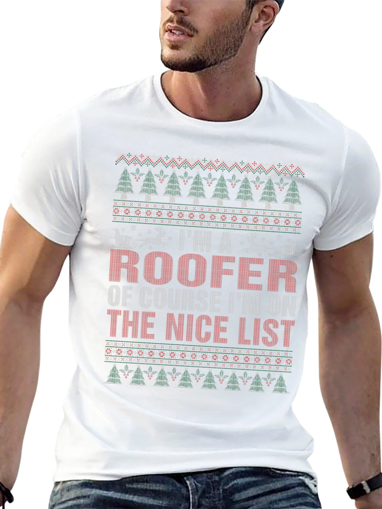 Roofer Christmas Nice List Graphic Tee