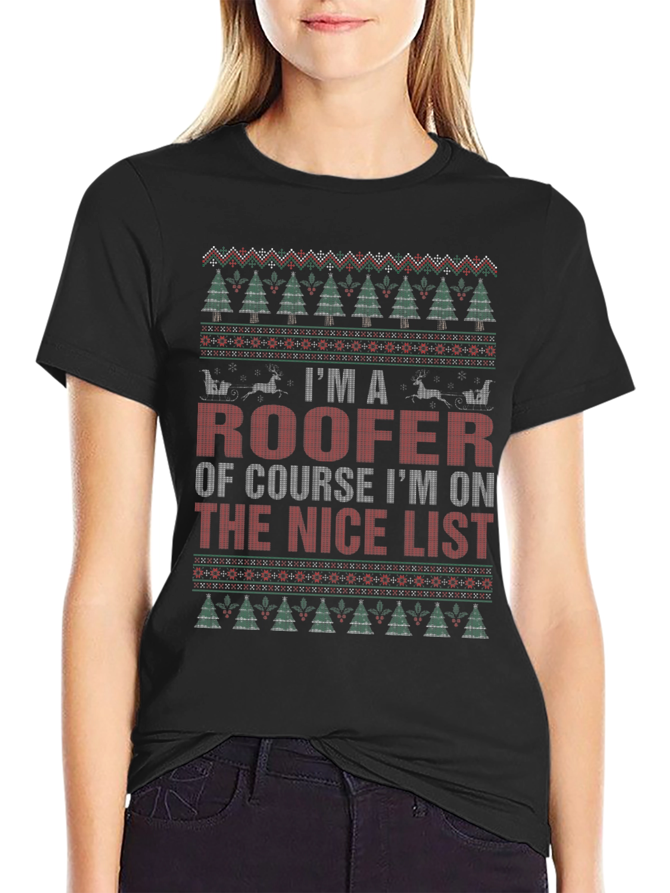Roofer Christmas Nice List Graphic Tee
