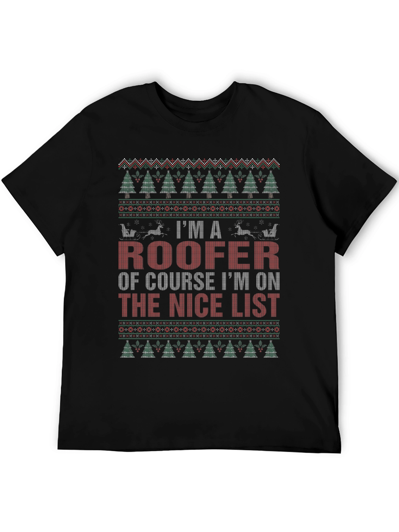 Roofer Christmas Nice List Graphic Tee