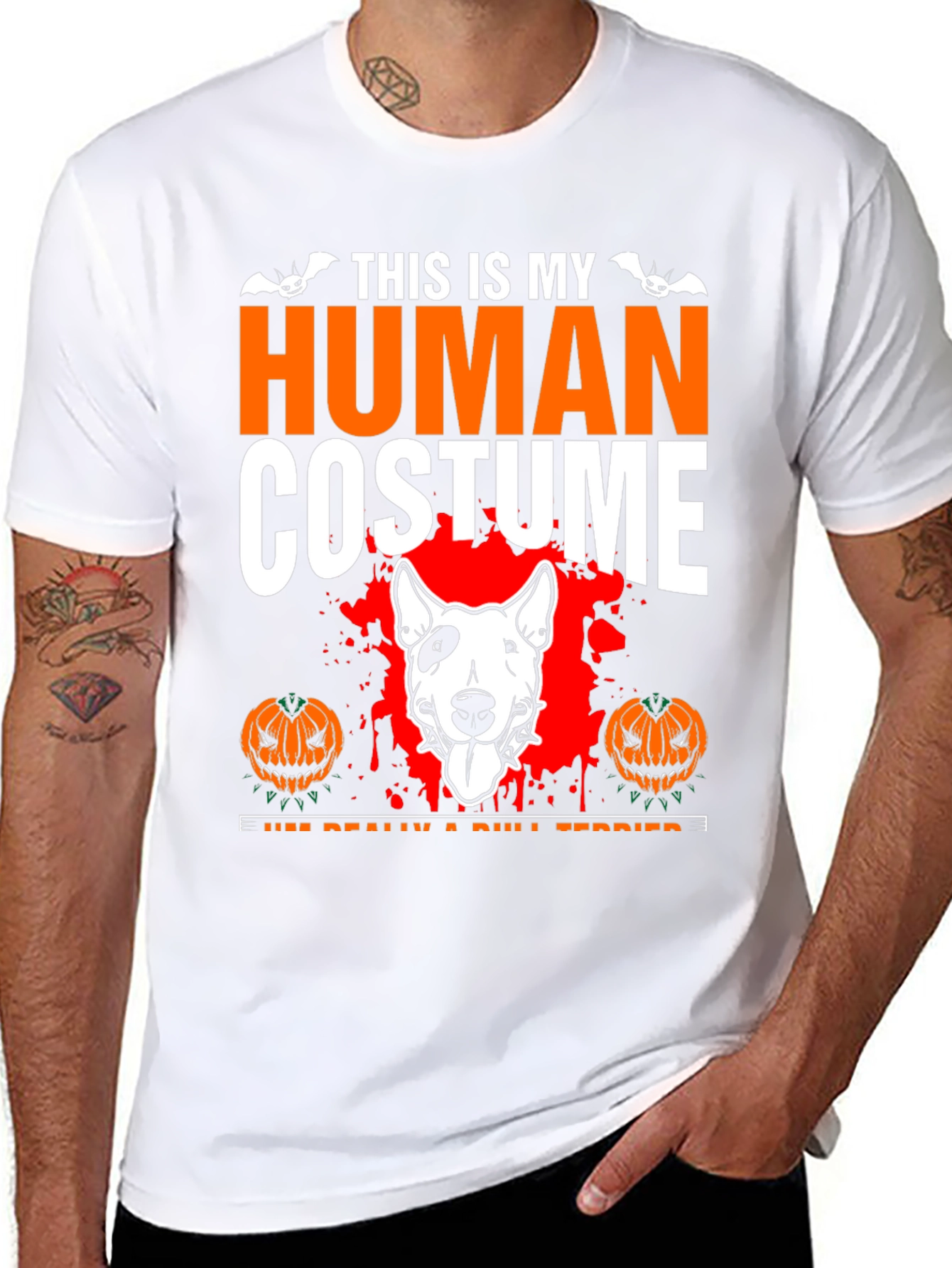 Halloween Bull Terrier Human Costume T-Shirt
