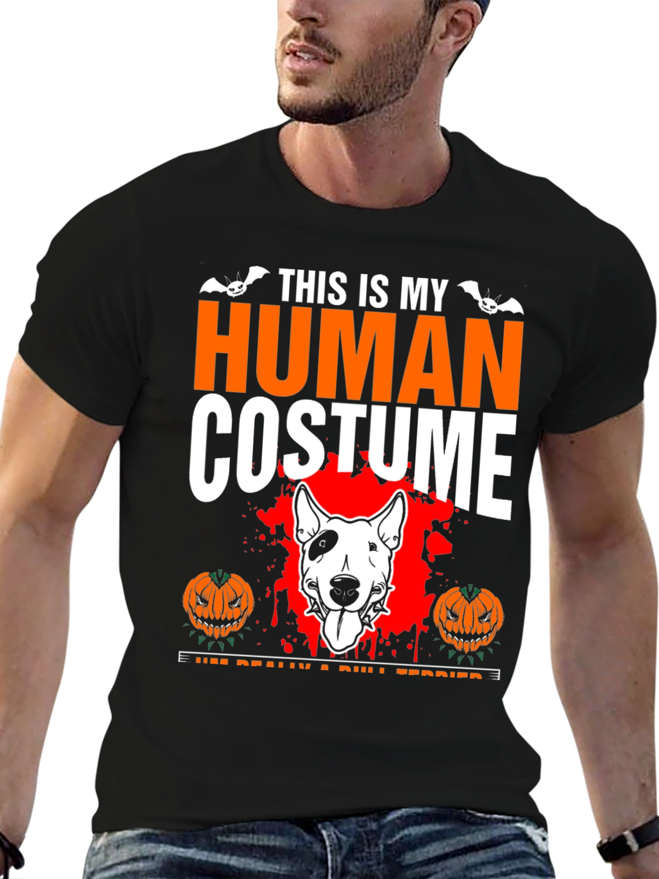 Halloween Bull Terrier Human Costume T-Shirt