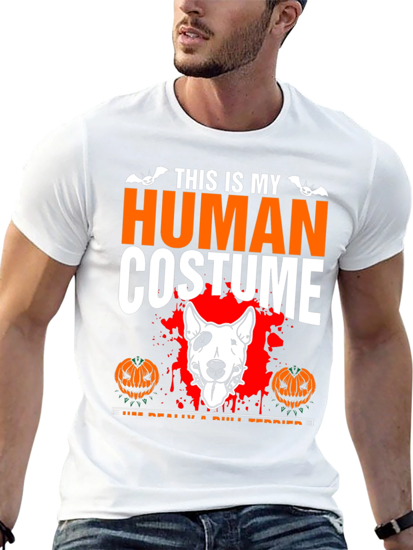 Halloween Bull Terrier Human Costume T-Shirt