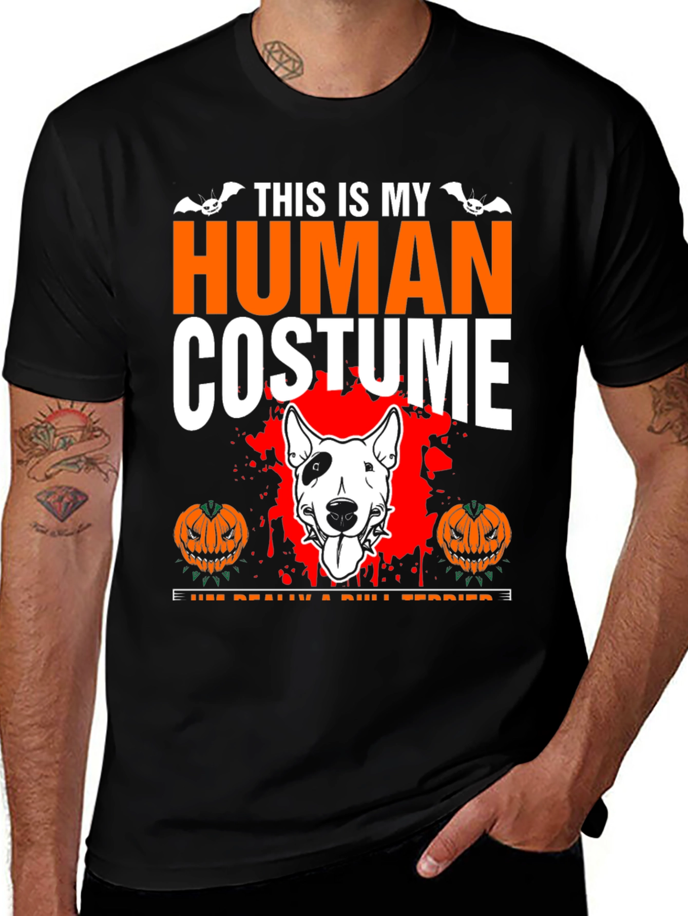 Halloween Bull Terrier Human Costume T-Shirt