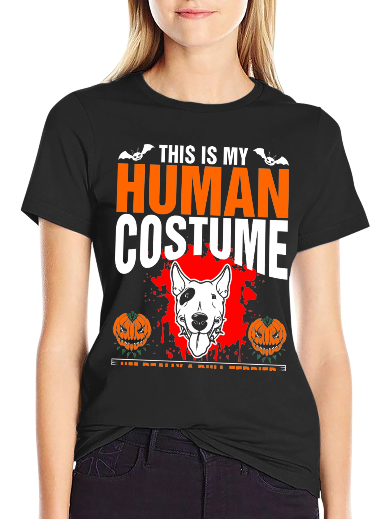 Halloween Bull Terrier Human Costume T-Shirt