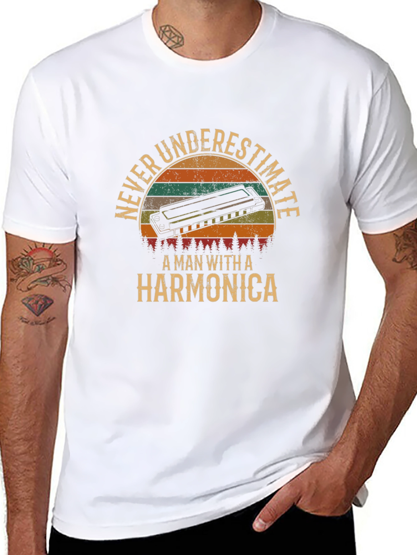 Never Underestimate Harmonica T-Shirt