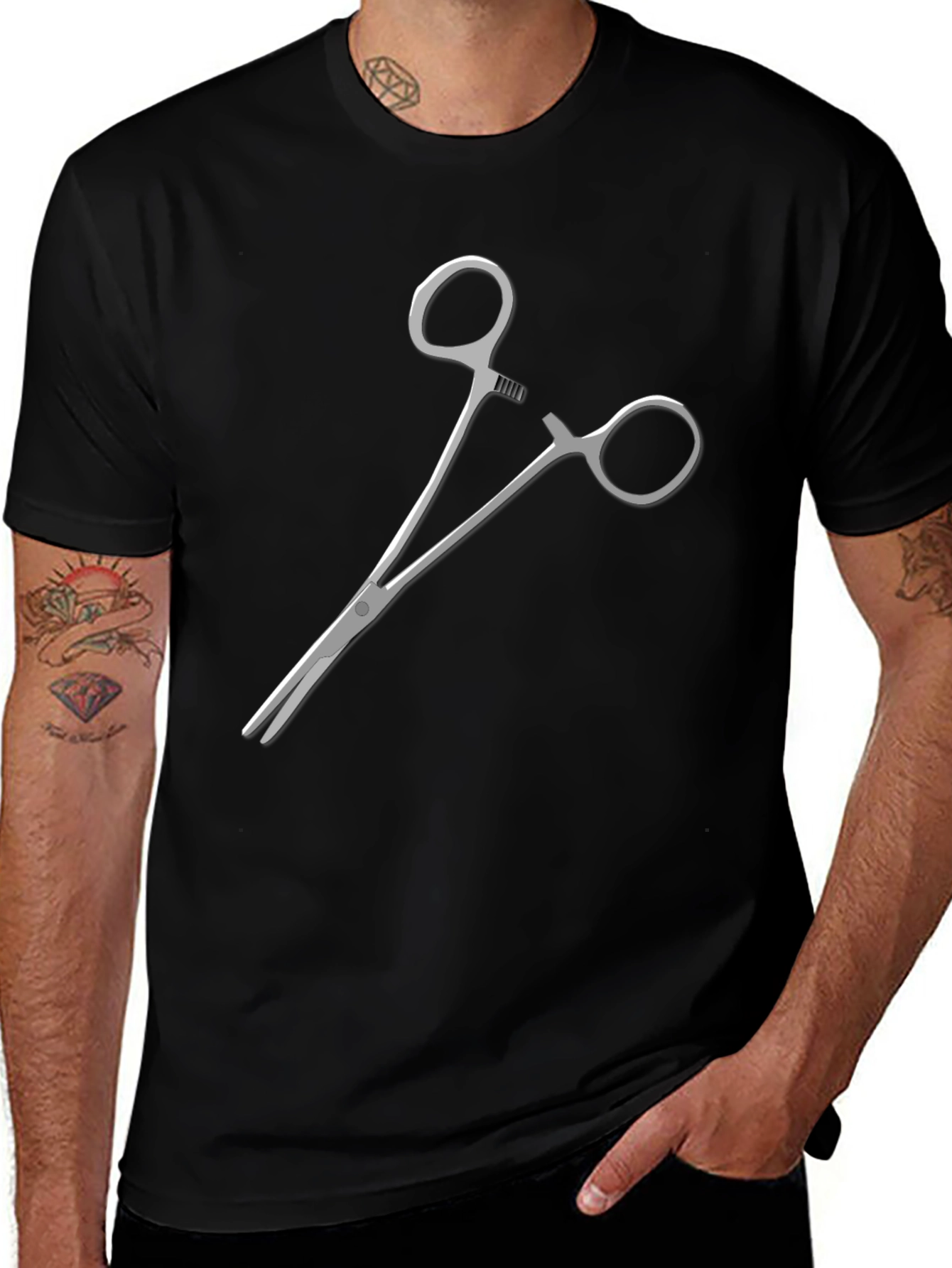 Surgical Clamp Graphic Tee - Black Cotton Blend
