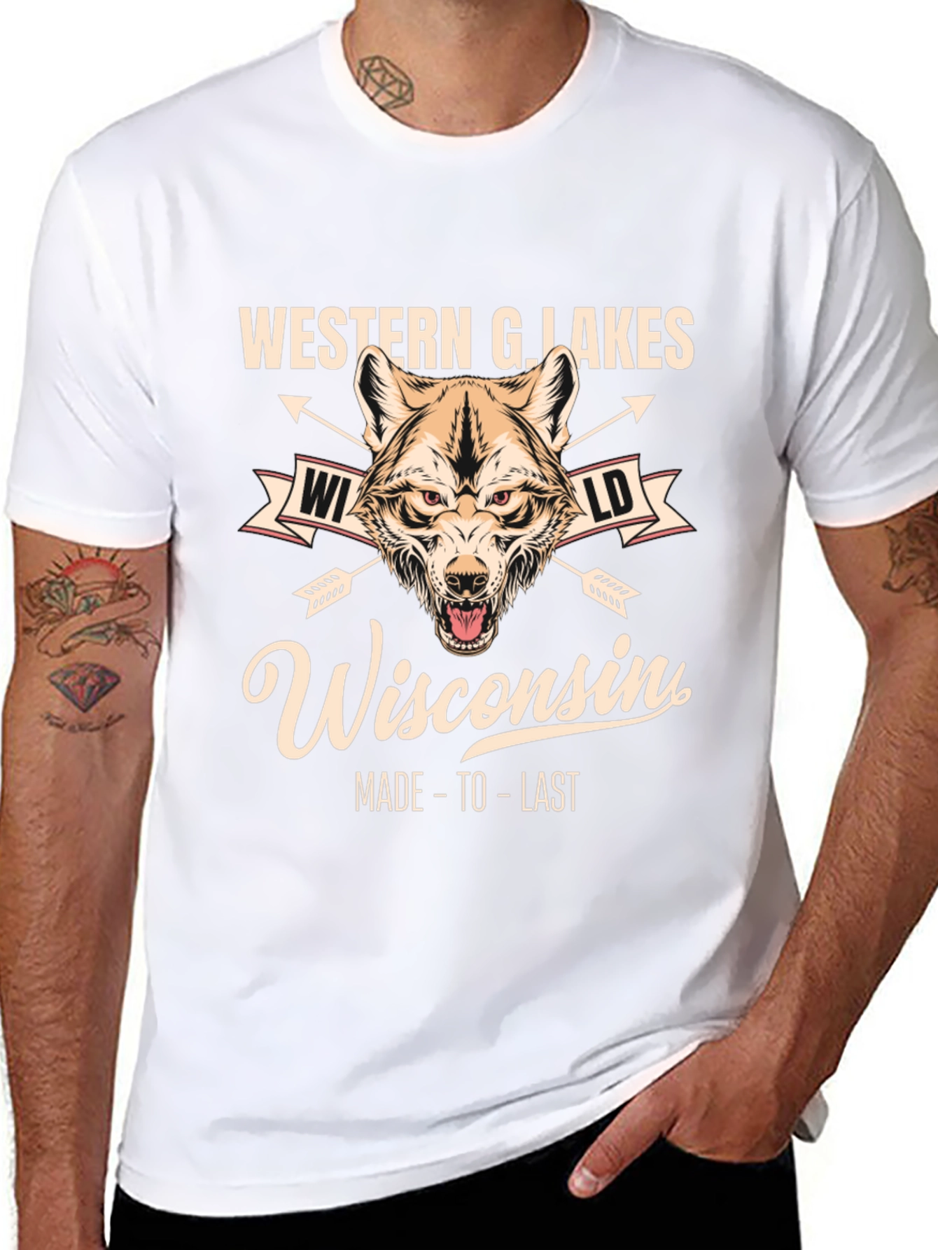 Western G. Lakes Wisconsin Wolf T-Shirt