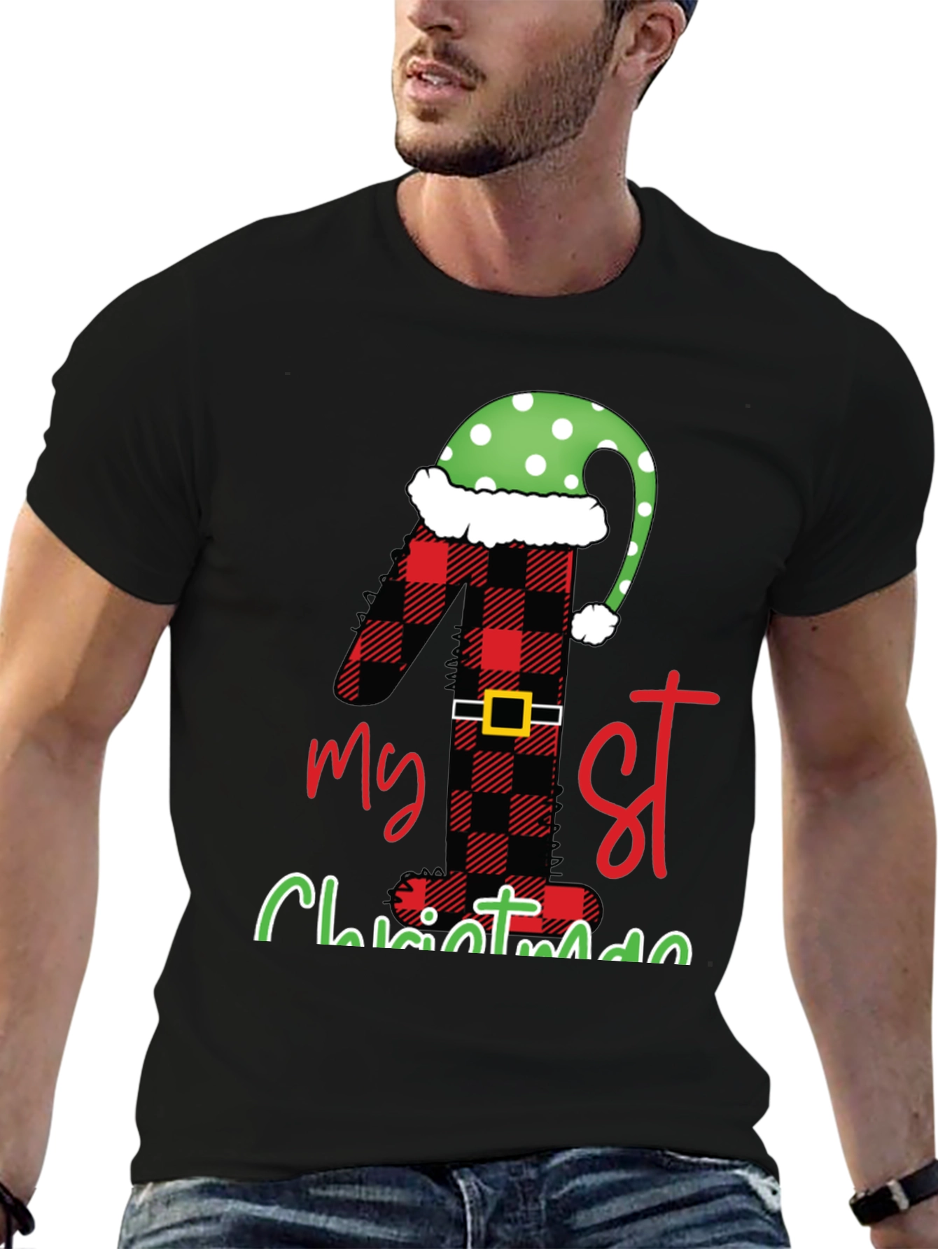 My 1st Christmas Black Graphic Tee