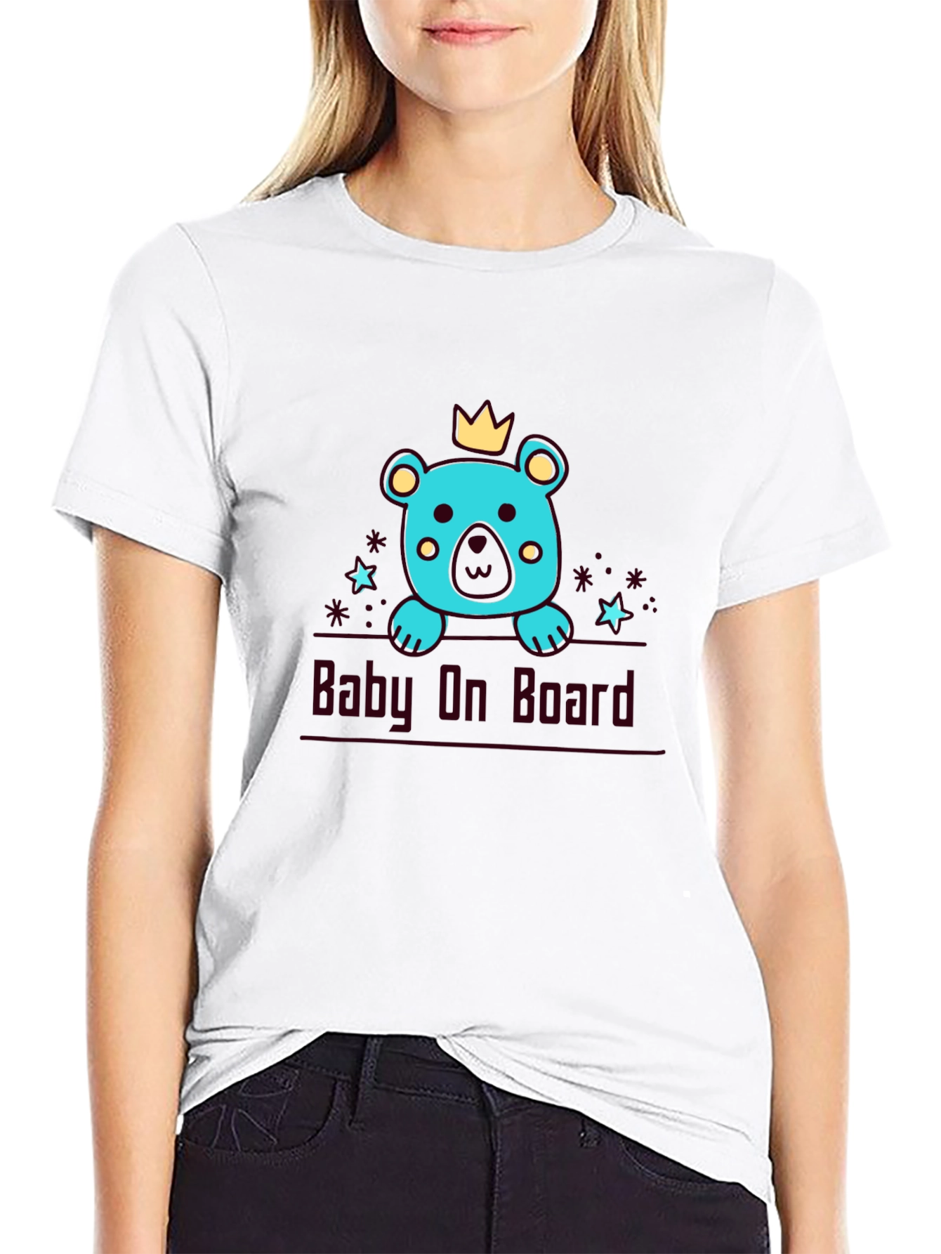 Baby On Board Bear Graphic Tee - Black