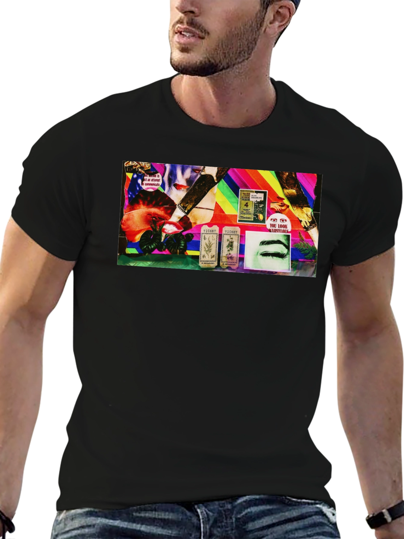 Unique Graphic Print Black T-Shirt