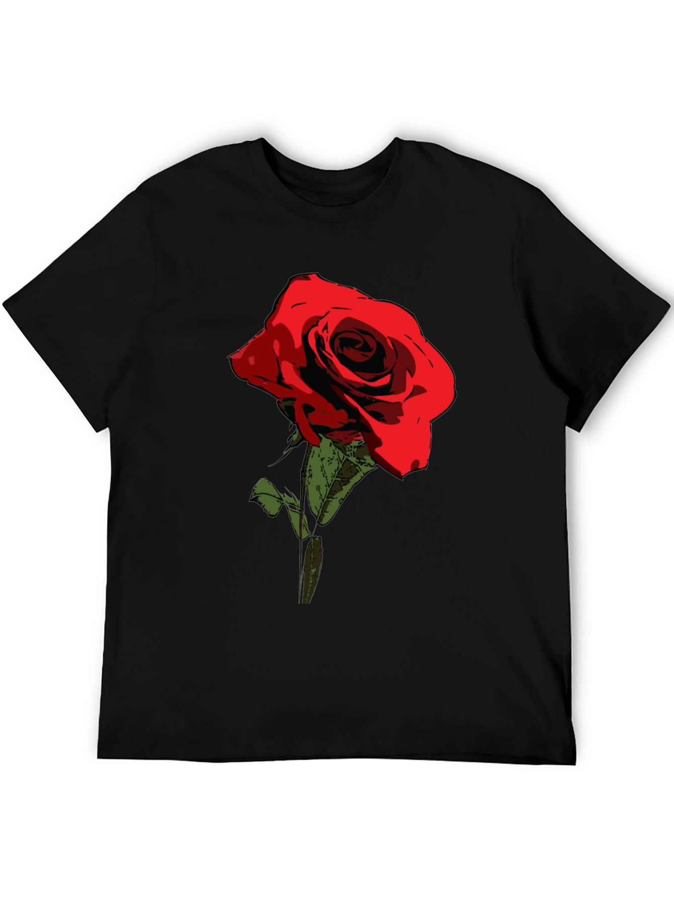 Red Rose Graphic Tee - Classic Black Cotton T-Shirt