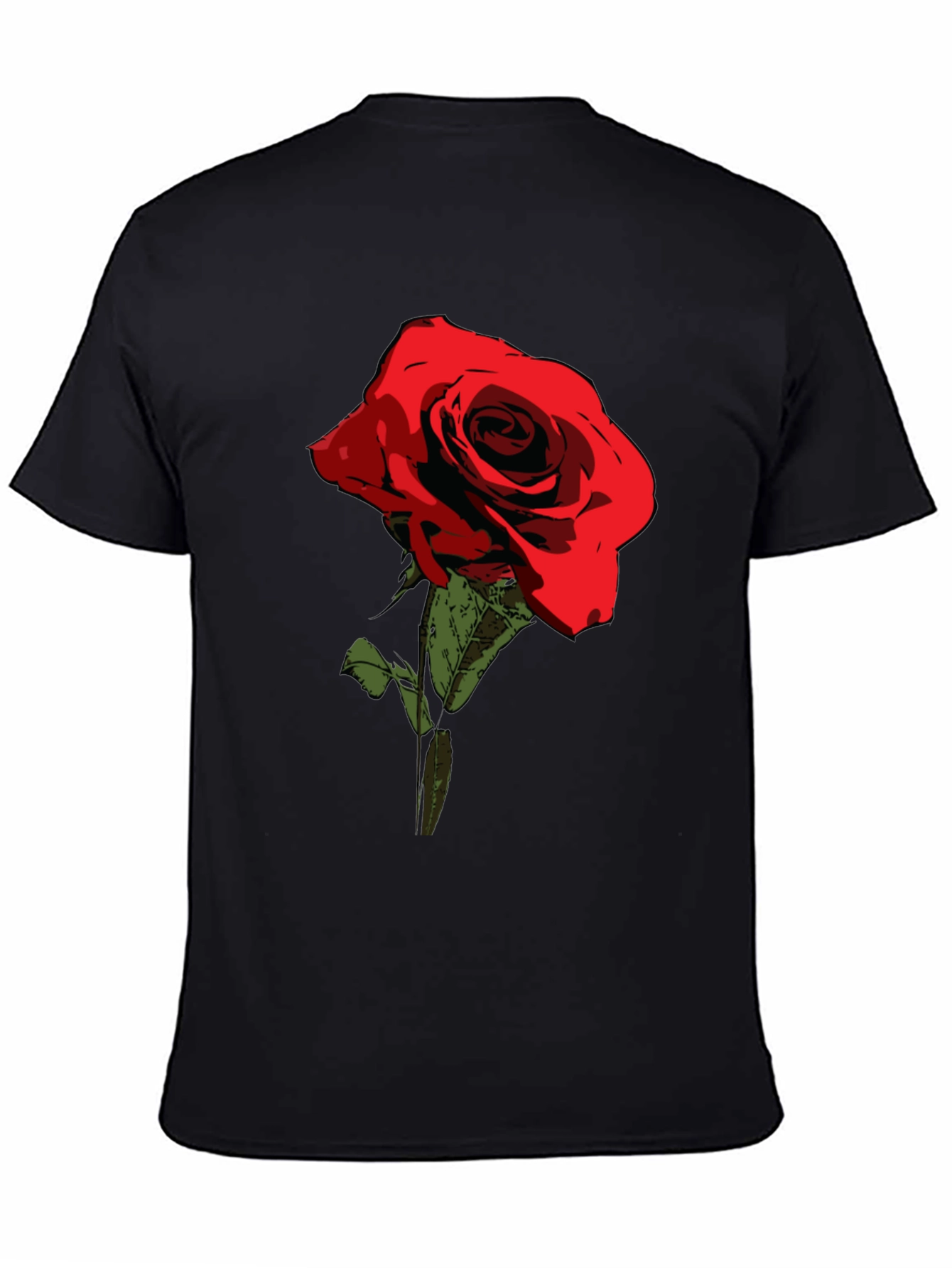 Red Rose Graphic Tee - Classic Black Cotton T-Shirt
