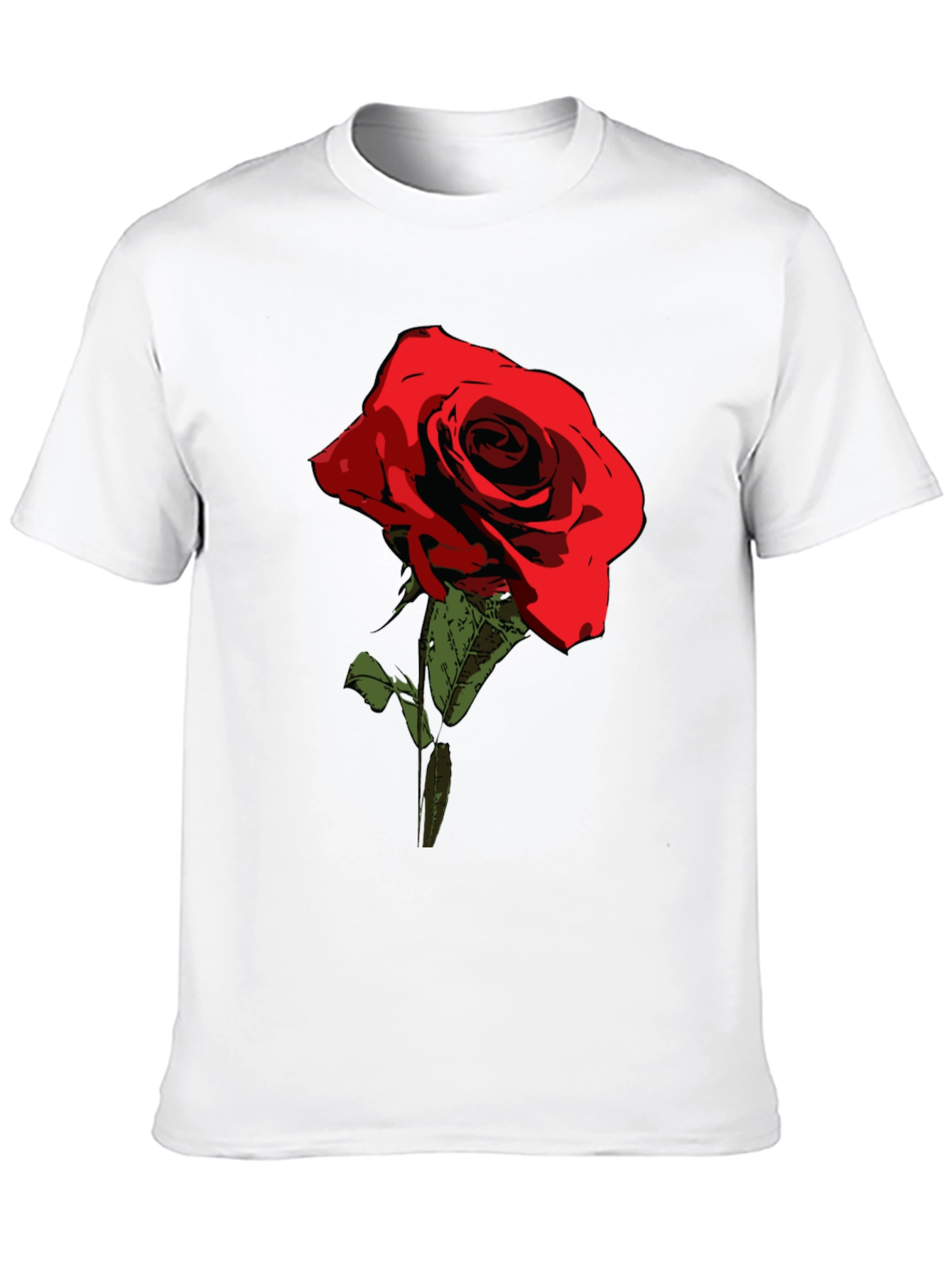 Red Rose Graphic Tee - Classic Black Cotton T-Shirt