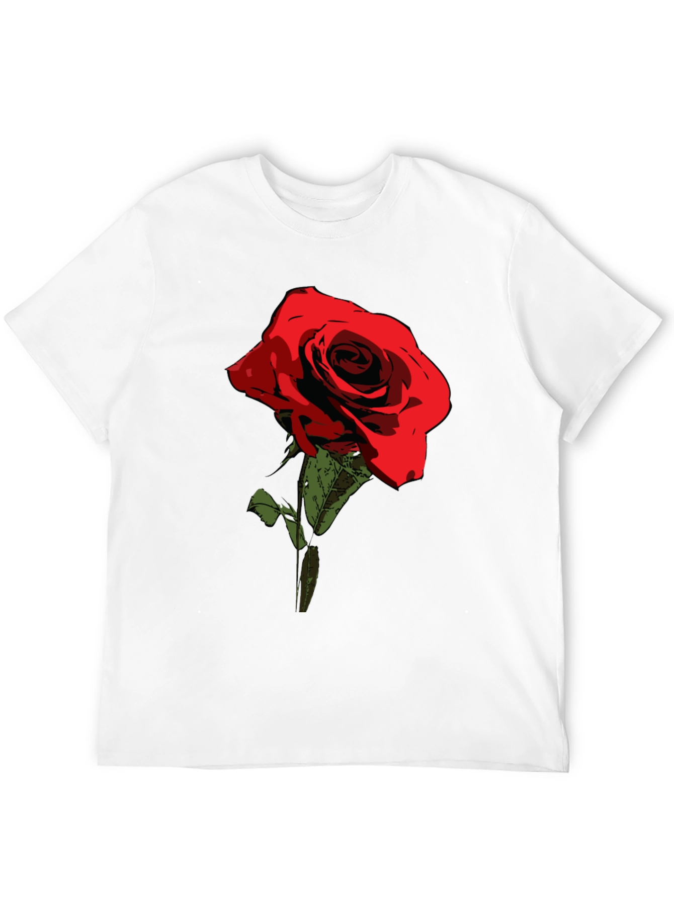 Red Rose Graphic Tee - Classic Black Cotton T-Shirt