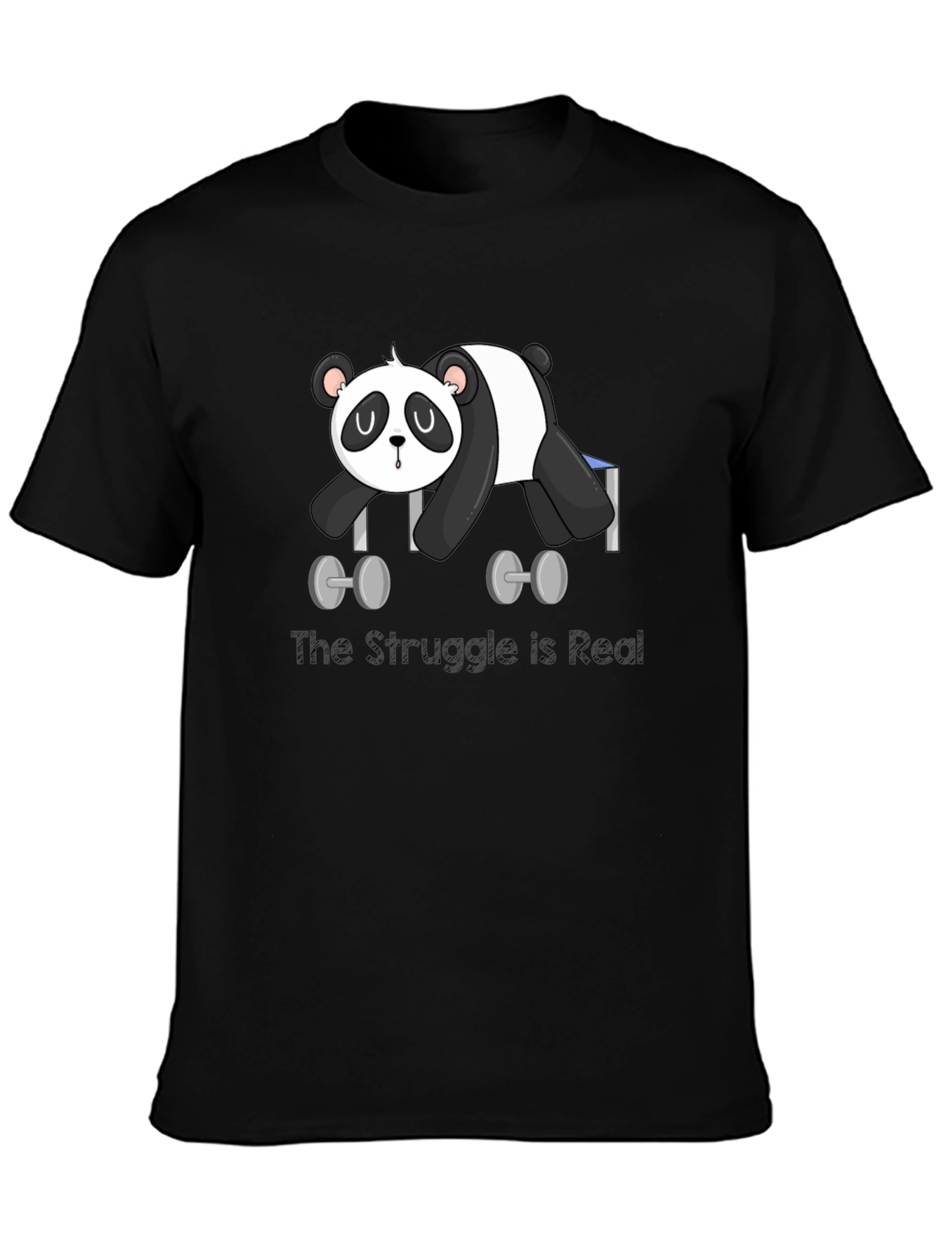 Funny Panda Lifting Weights Graphic T-Shirt