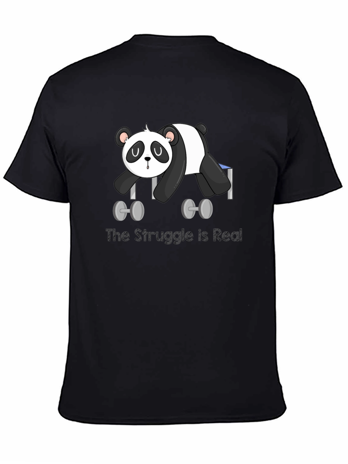 Funny Panda Lifting Weights Graphic T-Shirt