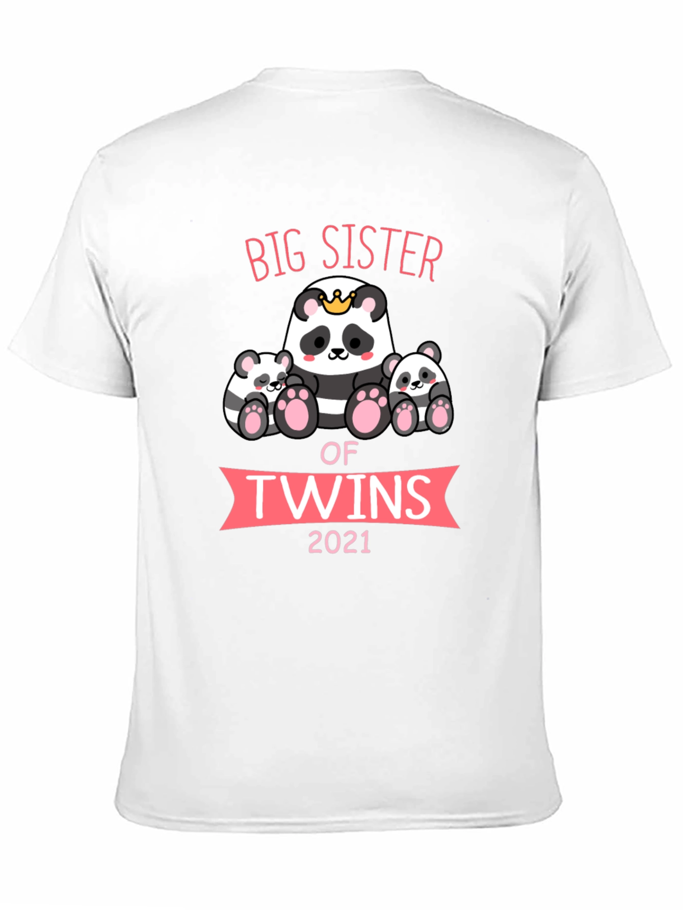 Big Sister of Twins 2021 Panda Bear T-Shirt