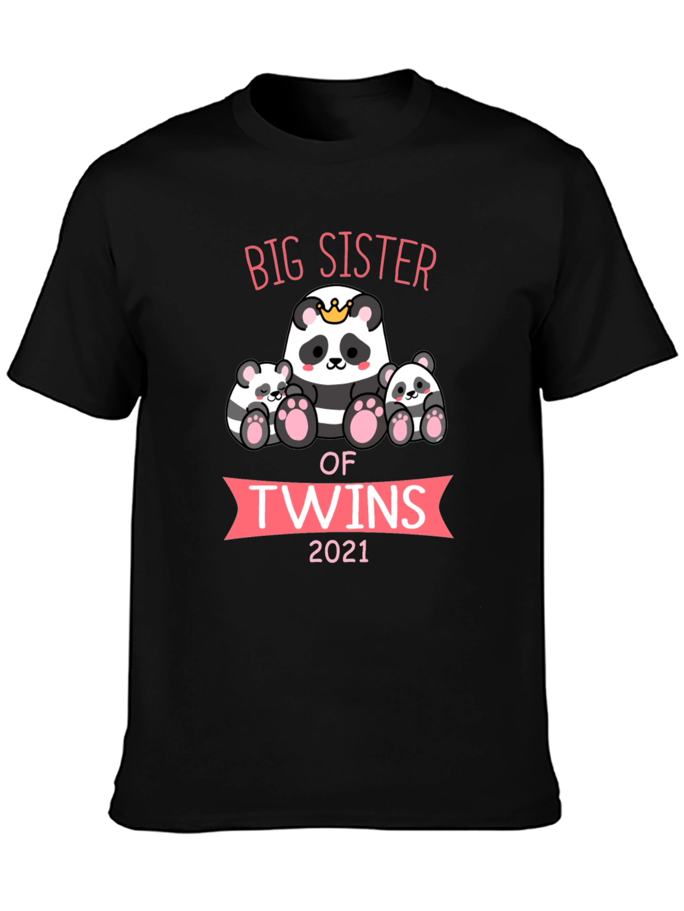 Big Sister of Twins 2021 Panda Bear T-Shirt
