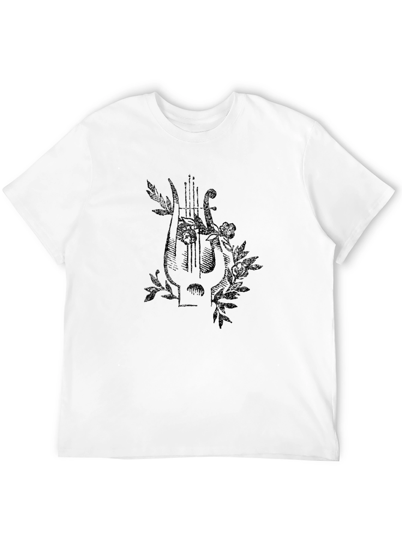 Floral Lyre Graphic Black T-Shirt