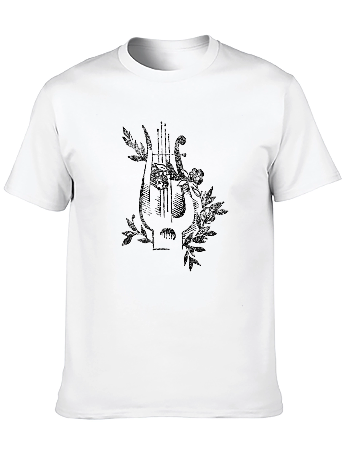 Floral Lyre Graphic Black T-Shirt