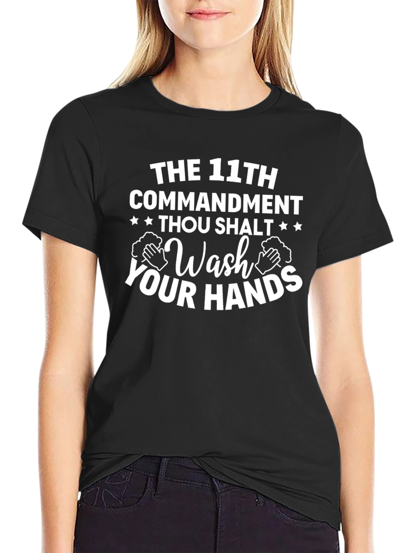 11th Commandment Wash Your Hands Black T-Shirt