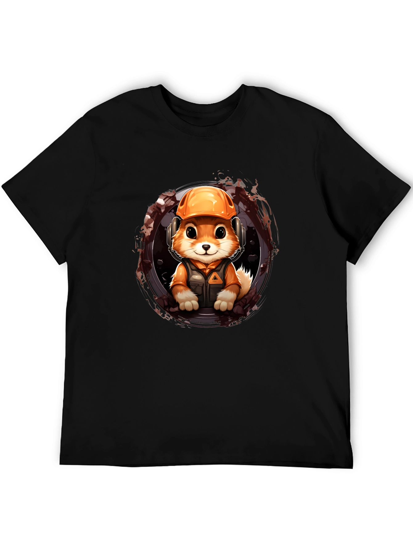 Construction Fox Graphic Tee - Black Unisex Shirt