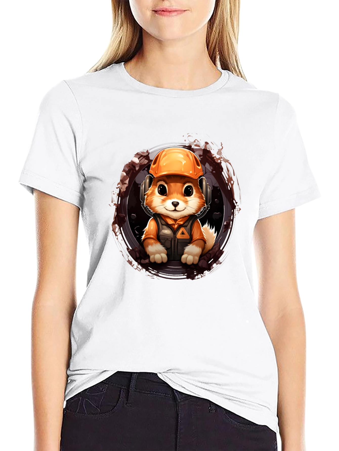 Construction Fox Graphic Tee - Black Unisex Shirt