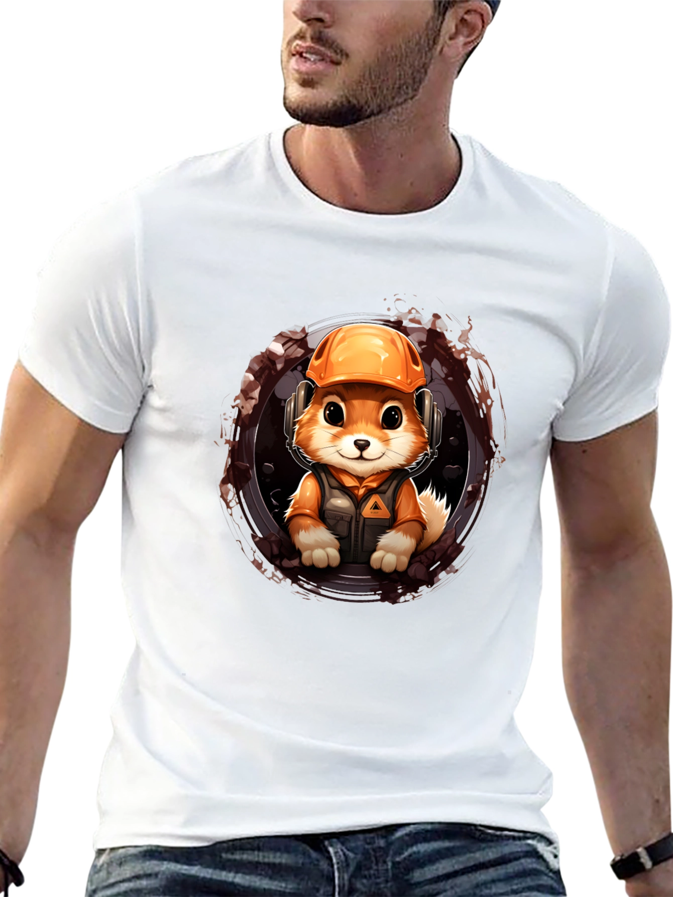 Construction Fox Graphic Tee - Black Unisex Shirt