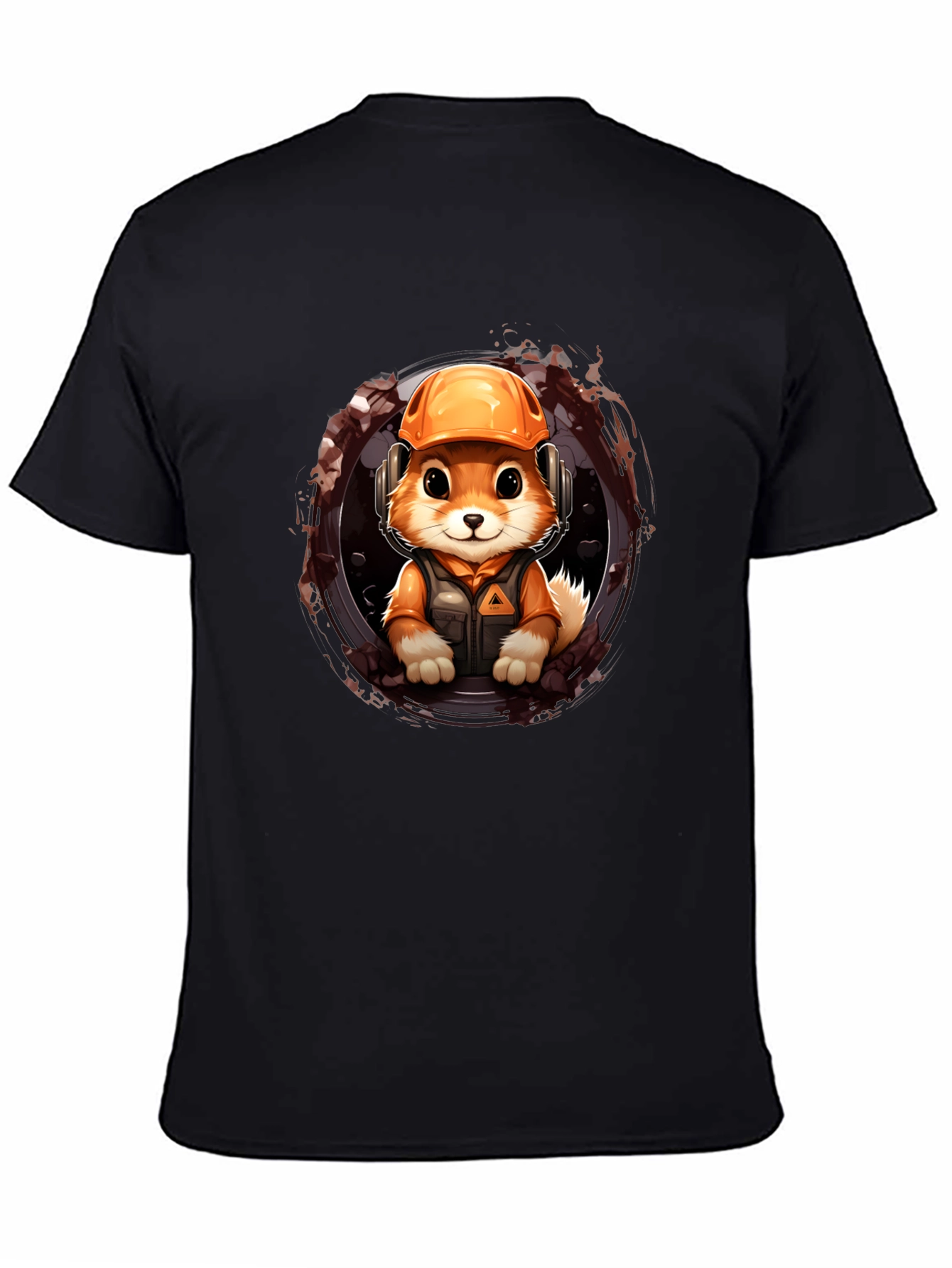 Construction Fox Graphic Tee - Black Unisex Shirt