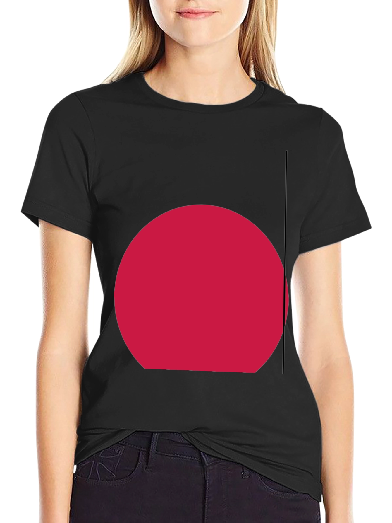 Mens Black T-Shirt with Red Circle Graphic
