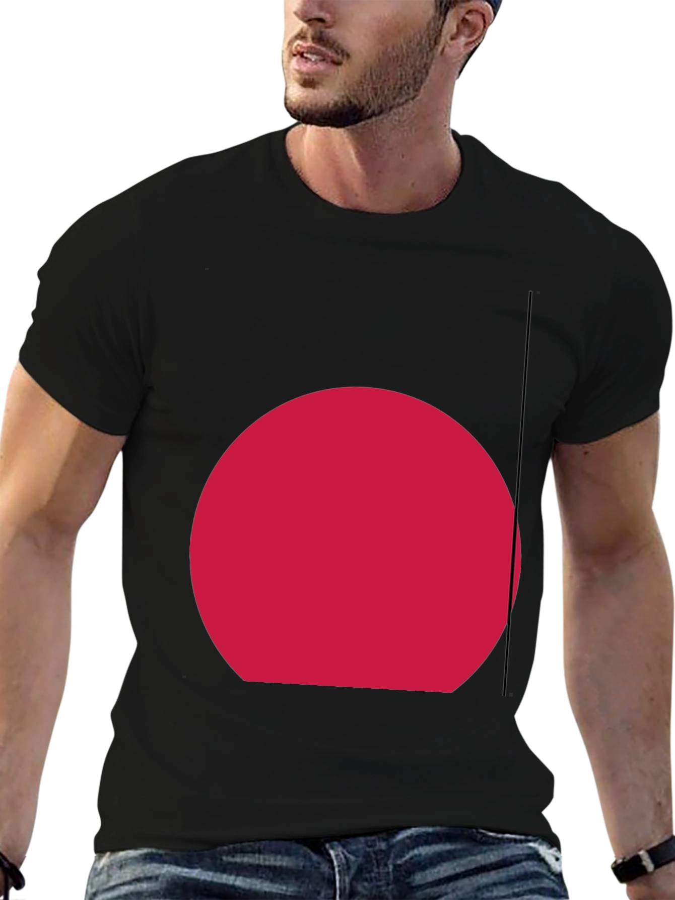 Mens Black T-Shirt with Red Circle Graphic