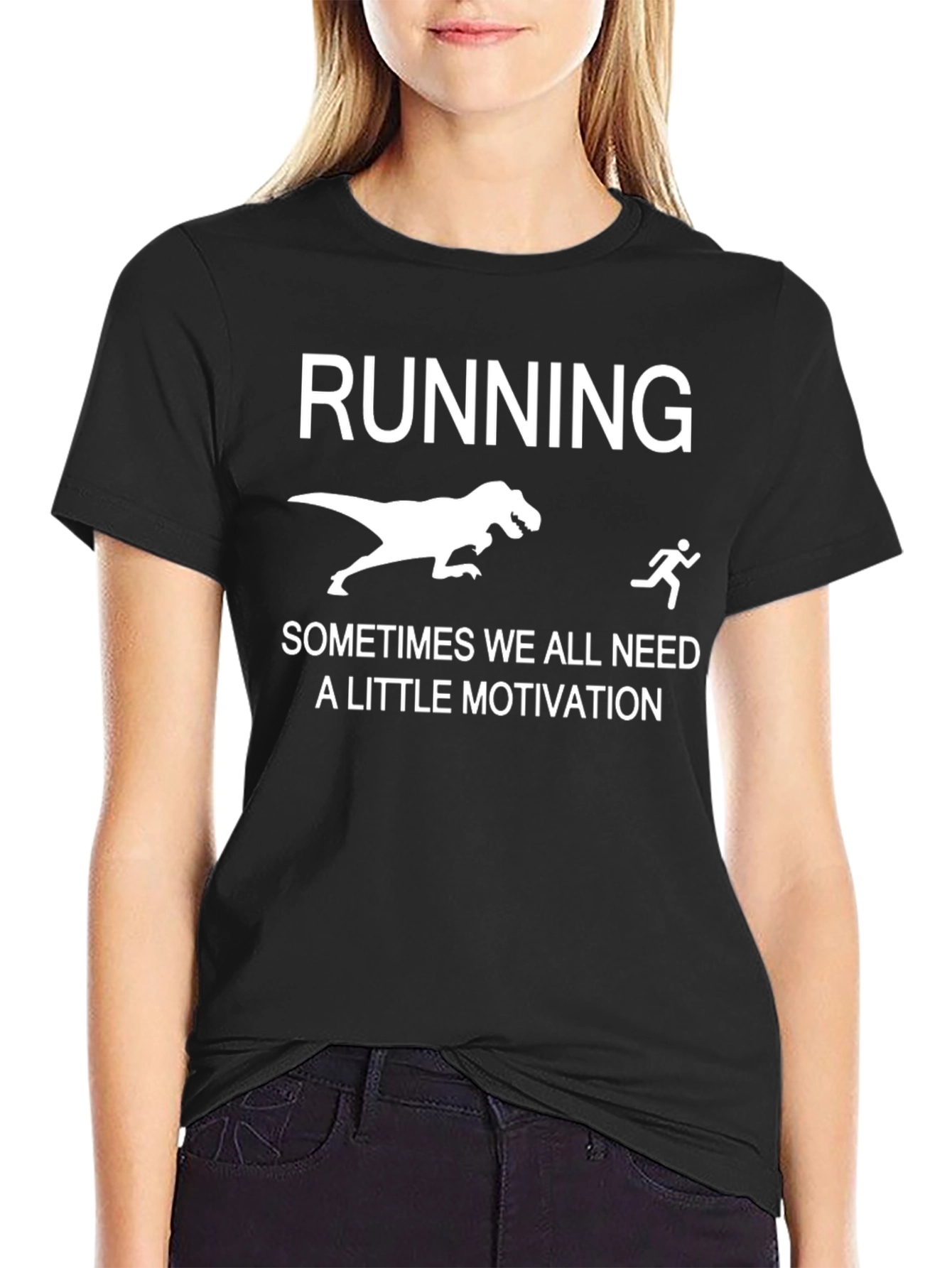 Running Motivation T-Shirt - Funny Dino Chase Tee