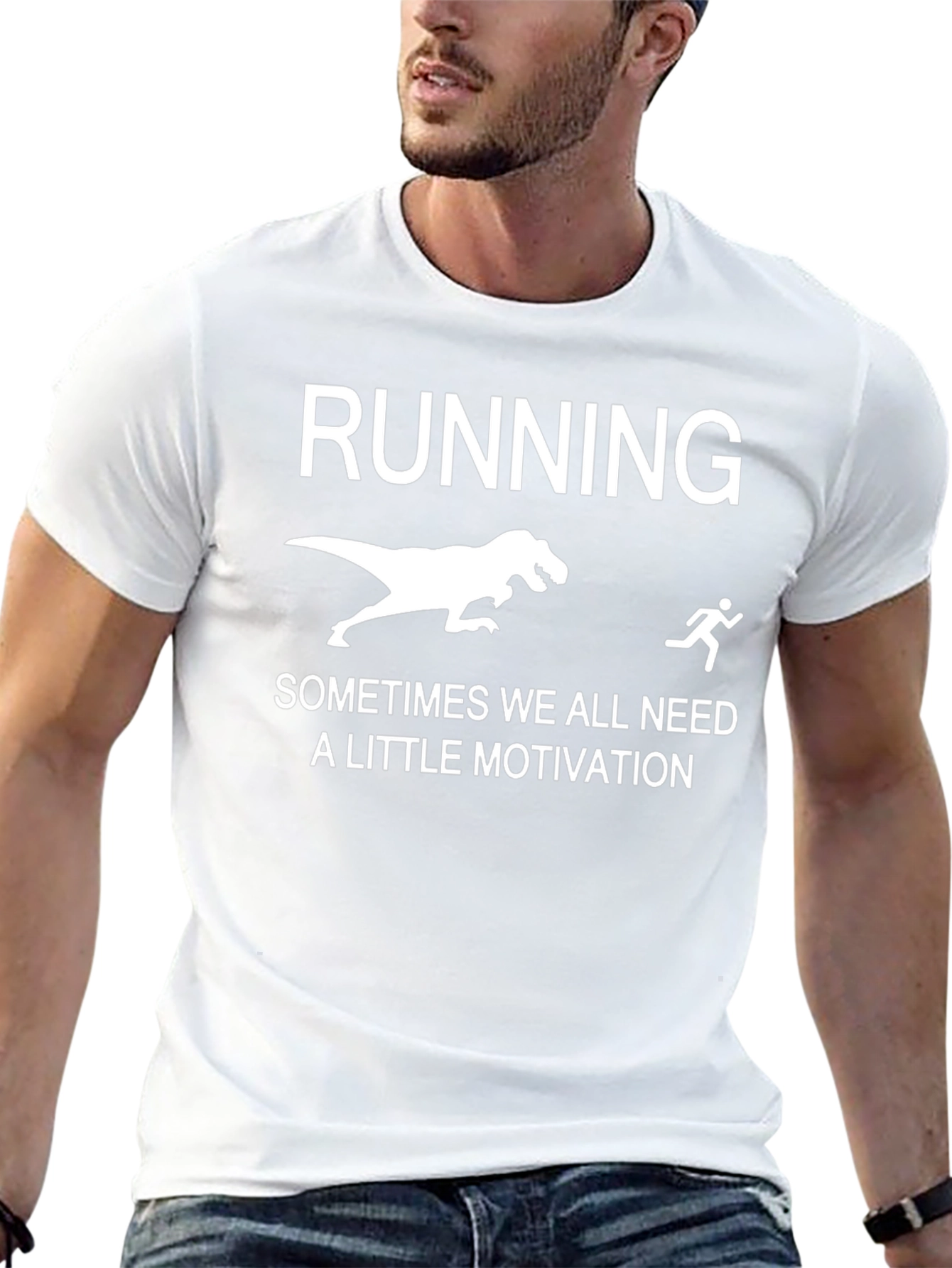 Running Motivation T-Shirt - Funny Dino Chase Tee