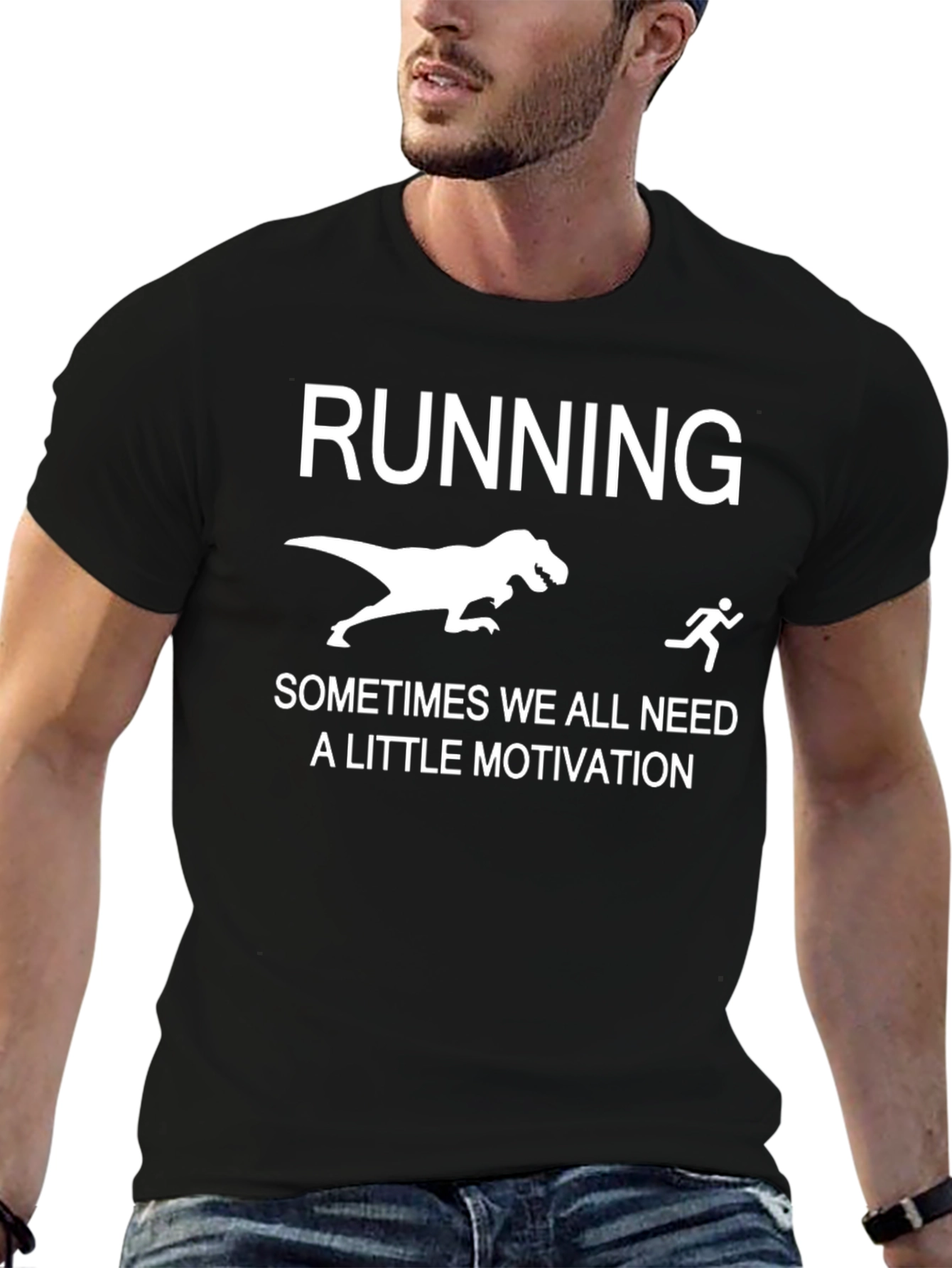 Running Motivation T-Shirt - Funny Dino Chase Tee
