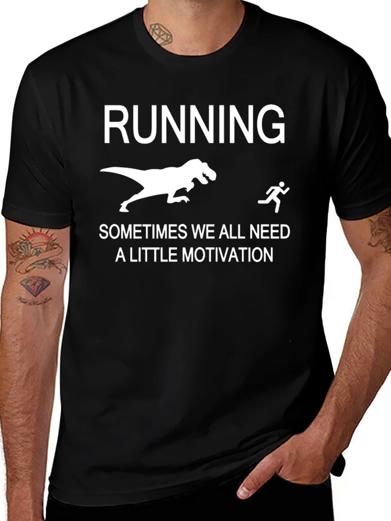 Running Motivation T-Shirt - Funny Dino Chase Tee