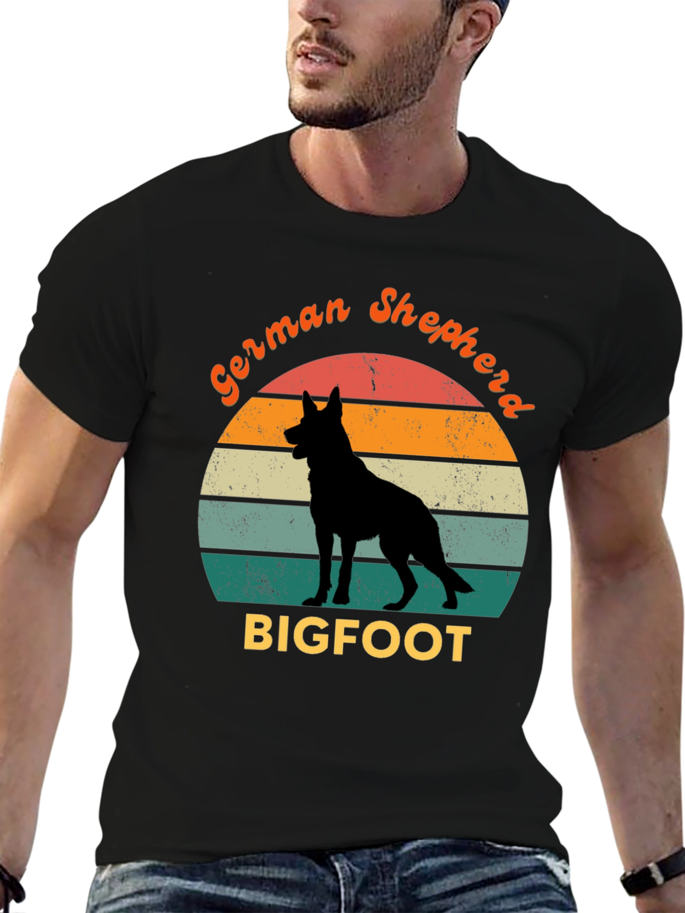 German Shepherd Bigfoot Retro T-Shirt