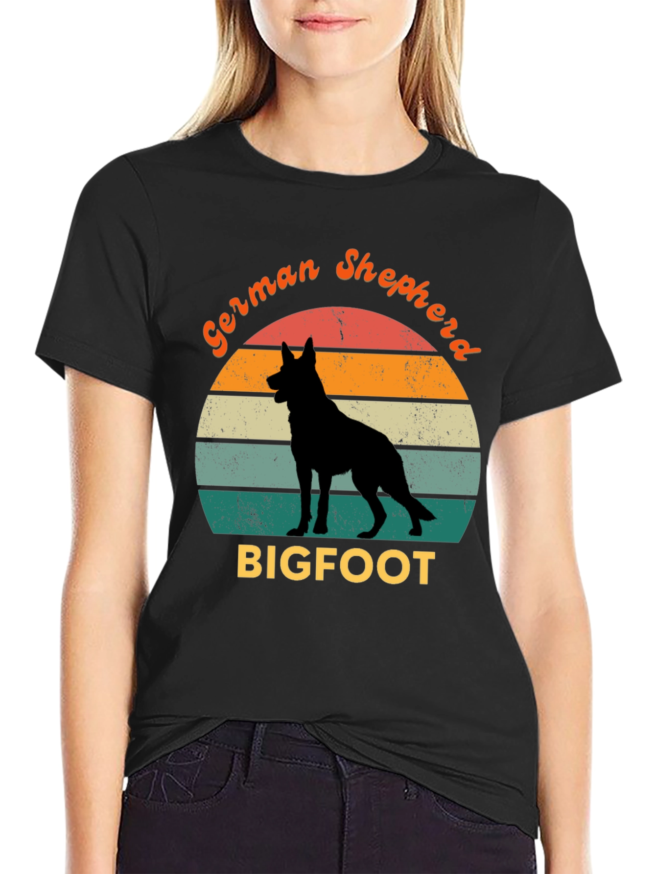 German Shepherd Bigfoot Retro T-Shirt